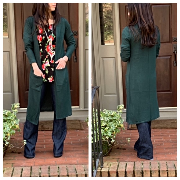 ✨LAST ONE✨Gorgeous hunter green pocket duster - Picture 3 of 8